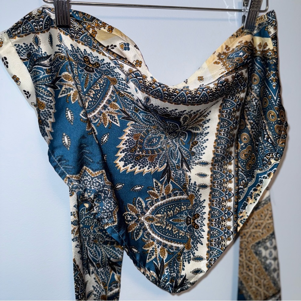 Sleeveless Bohemian Paisley Scarf Top (Teal) - Picture 4 of 7